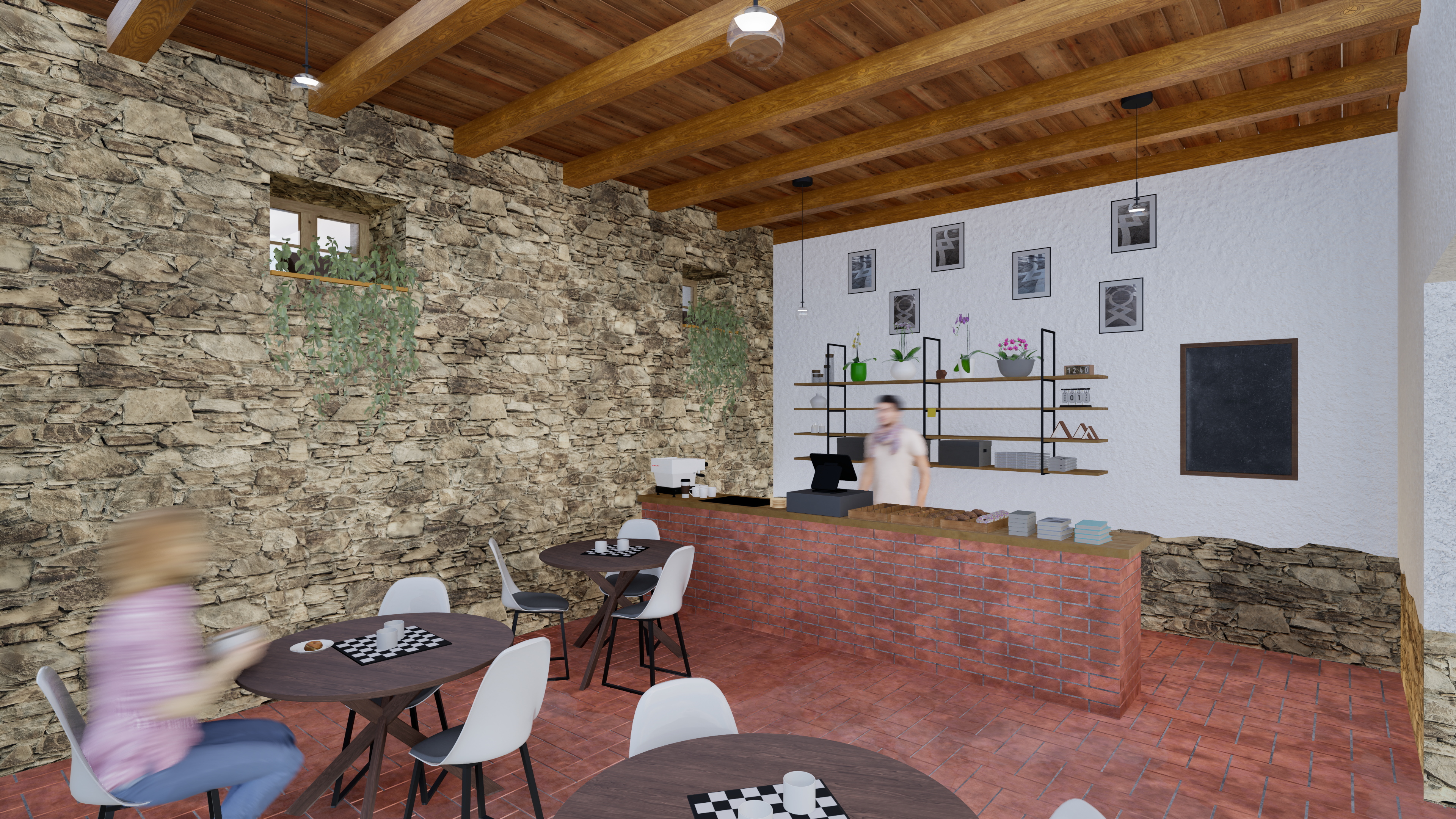 Kavárna a infocentrum — vizualizace 1