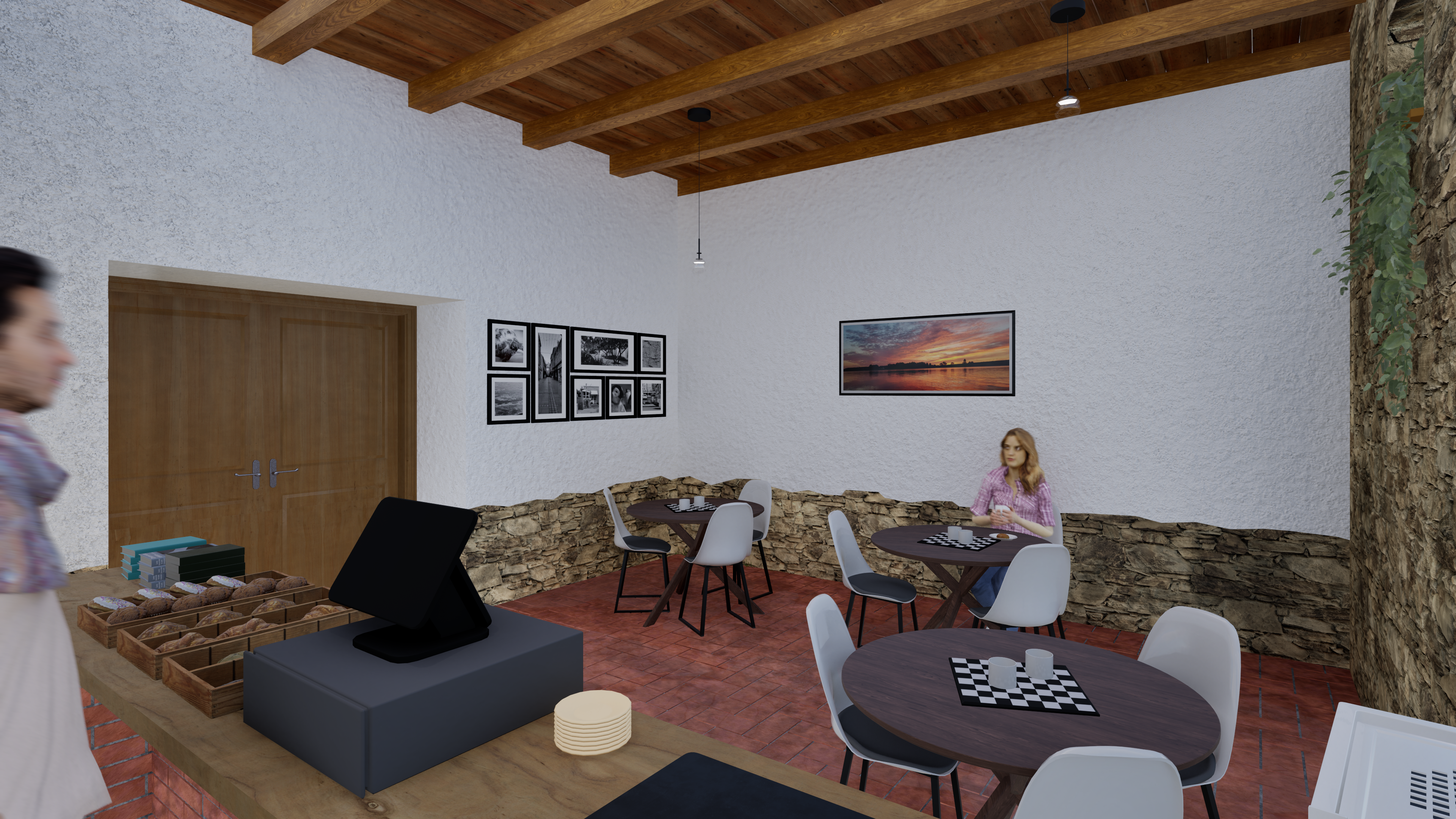 Kavárna a infocentrum — vizualizace 2